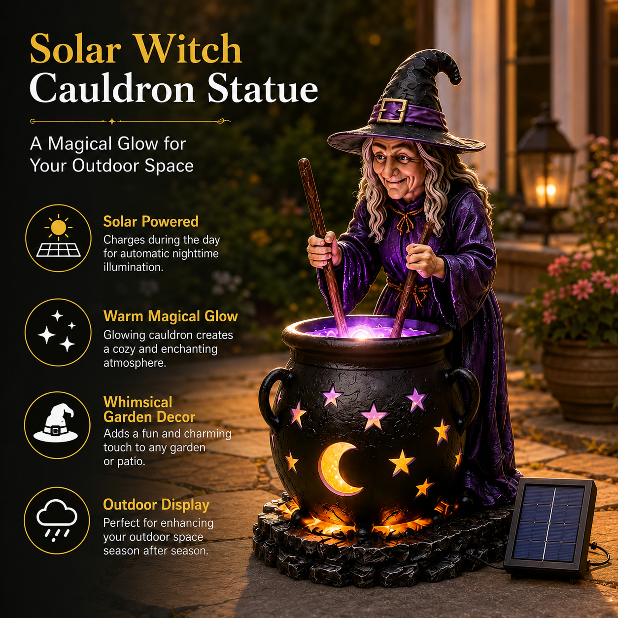 ⚡50% OFF TODAY🧙‍♀️Halloween Witch Glowing Cauldron Solar Light