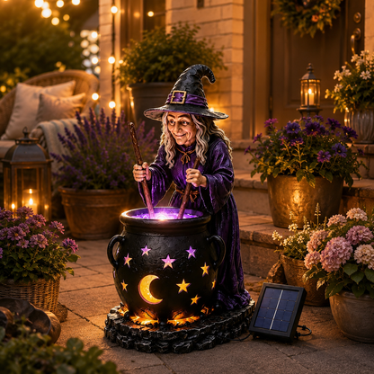 ⚡50% OFF TODAY🧙‍♀️Halloween Witch Glowing Cauldron Solar Light