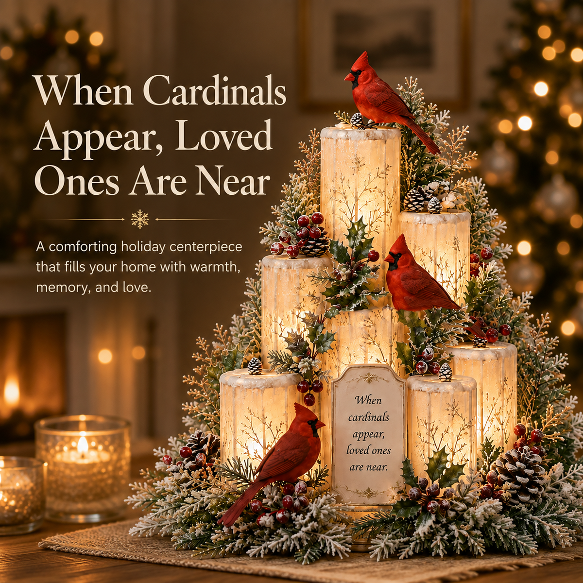 ❤️HOT SALE 55% OFF🕯️Cardinal Memorial LED Candle Centerpiece