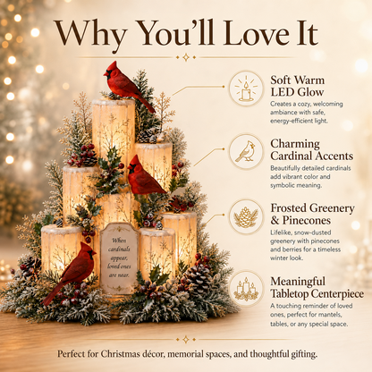 ❤️HOT SALE 55% OFF🕯️Cardinal Memorial LED Candle Centerpiece