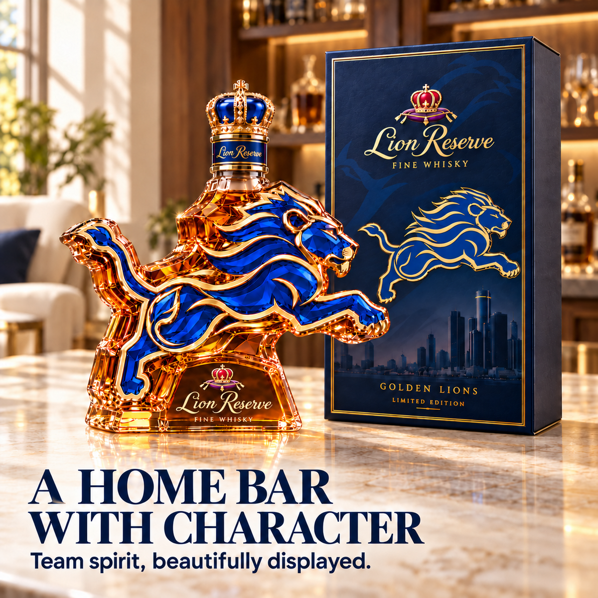 🦁 Lions Pride Collector’s Bottle 👑 Sculpted Lion Design & Gift Box