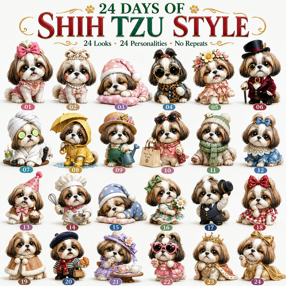 ⏰Limited Stock 50% OFF - 🎀24 Days of Shih Tzu Style Advent Calendar – 24 Unique Shih Tzu Collectibles ✨🐾