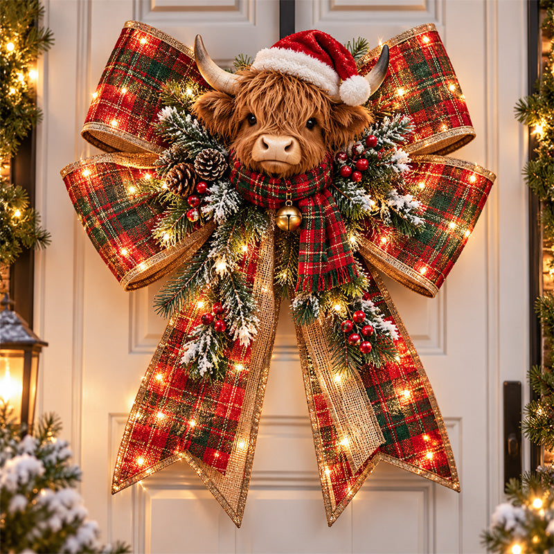 🔥LAST DAY 50%🎀🎄 Christmas Magic Bow Door Hangers – Oversized Light-Up Holiday Bows in 6 Festive Styles