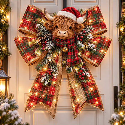 🔥LAST DAY 50%🎀🎄 Christmas Magic Bow Door Hangers – Oversized Light-Up Holiday Bows in 6 Festive Styles