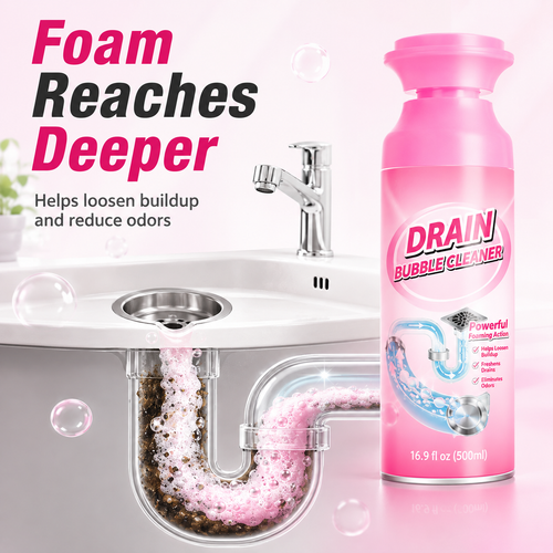 🫧 Foaming Pipe Cleaner & Drain Deodorizer – 360° Expanding Sink Foam ✨