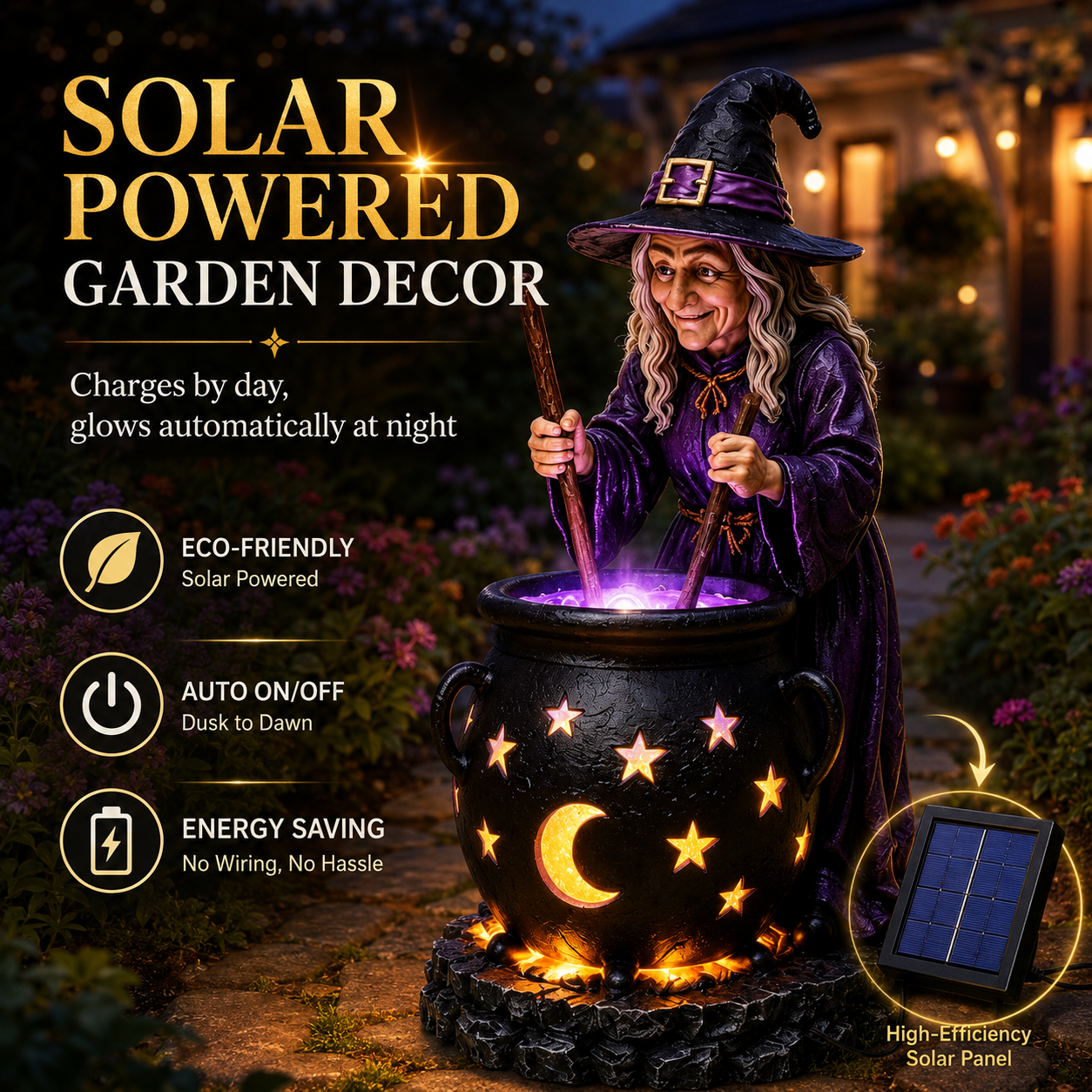 ⚡50% OFF TODAY🧙‍♀️Halloween Witch Glowing Cauldron Solar Light