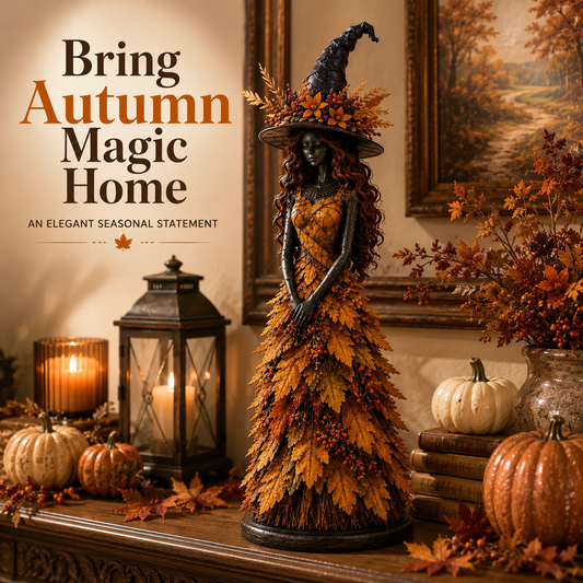 🍂 Handcrafted Autumn Leaf Magic Witch Figurine 🔮 (Free Shipping on Buy 2)
