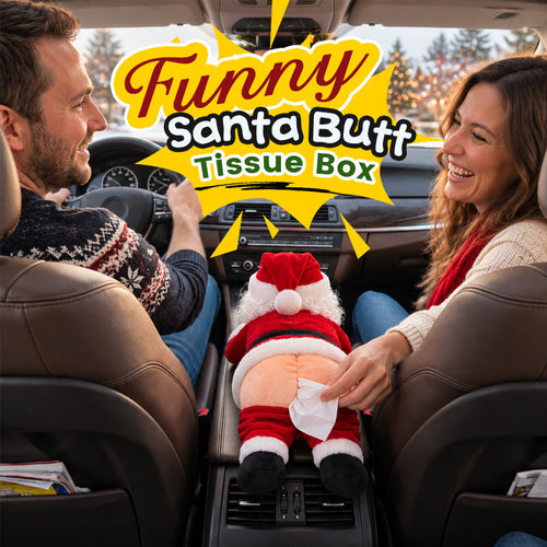 🎅 Funny Santa Butt Tissue Box – Cheeky Christmas Decor & White Elephant Gift 🎁