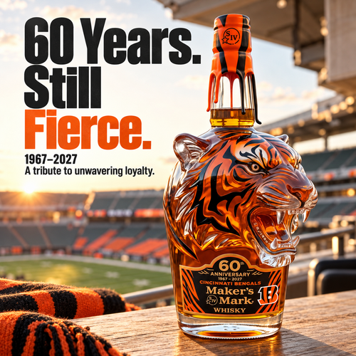 🐅 Fierce Tiger Head Collector Bottle – Orange & Black Football Fan Bar Decor 🏈