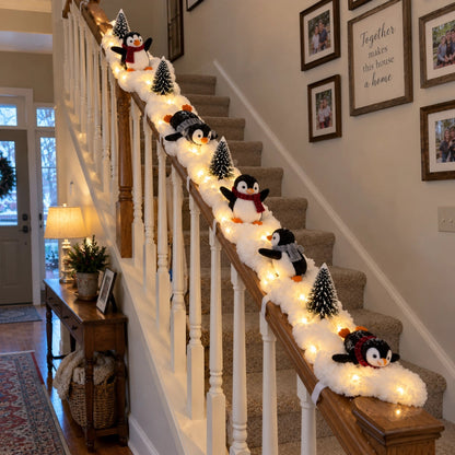 ❄️Christmas Penguin Staircase Decor for a Cozy Holiday Home