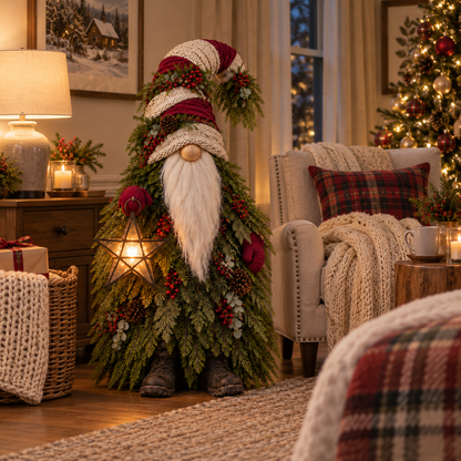 🎄 Evergreen Star Gnome™ Lighted Christmas Woodland Decor