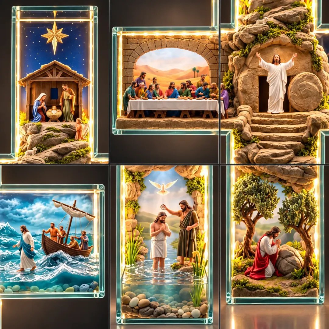 ✝️ The Life of Jesus | Lighted 6-Scene Biblical Story Cross
