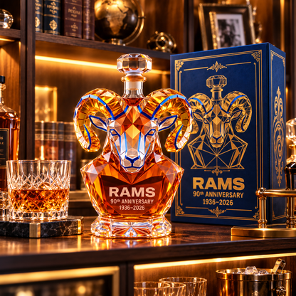 🏈 Los Angeles Rams 90th Anniversary 🏆 Sculpted Collector’s Decanter – Limited Edition