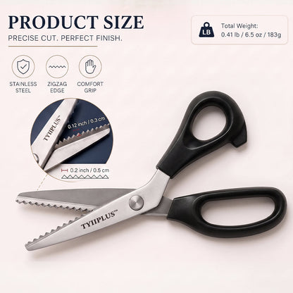 Stainless Steel Pinking Shears – 9.1' Zig Zag Fabric Scissors for Sewing, Quilting, Dressmaking & DIY Crafts
