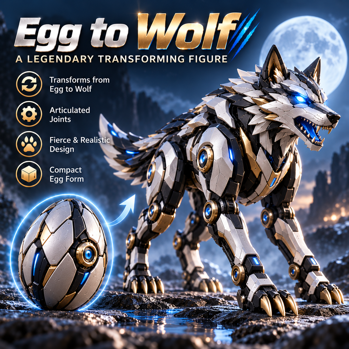 🐺 2-in-1 Egg-to-Wolf Transforming Figure | Mechanical Wolf Display & Gift!!! 🎁