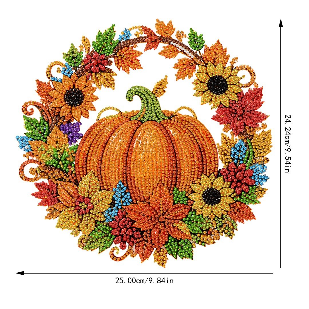 🎃✨ Fall Pumpkin Diamond Art Wreath – Cozy DIY Autumn Decor