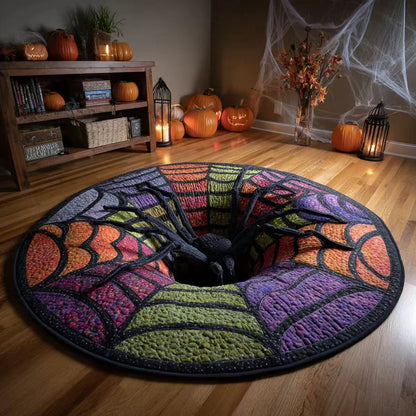 🔥 55% OFF TODAY 🎃3D Skeleton Vortex Quilted Round Halloween Rug