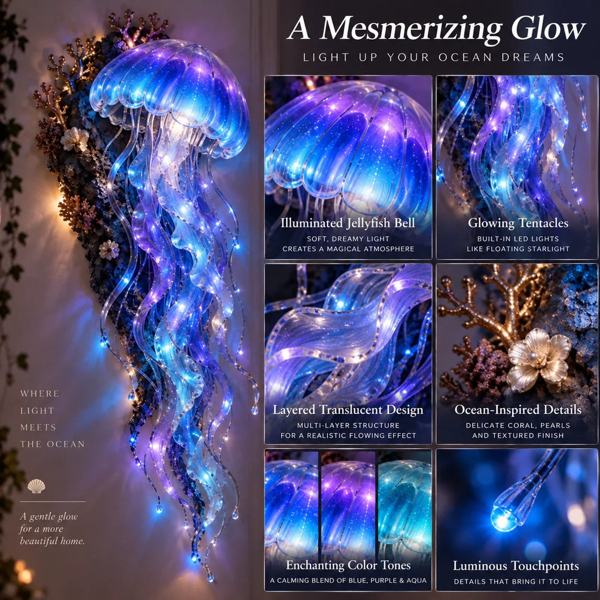🌊✨ Enchanted Ocean Legends™ Lighted Wall Décor Collection 🐋🧜‍♀️