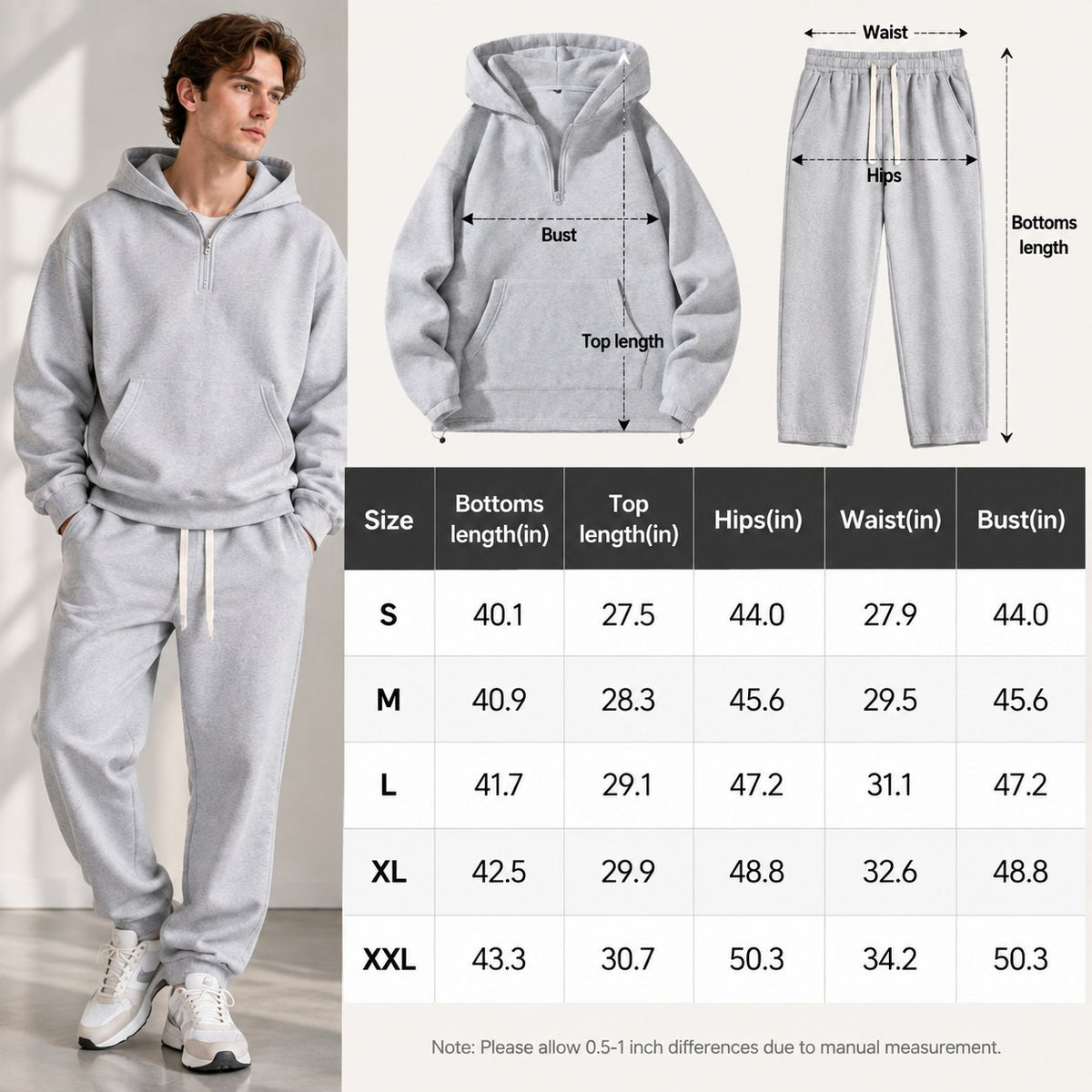 ⚡Hot Sales 50% OFF🔥Men's Plain Two-piece Casual Sporty Sweatsuit Set