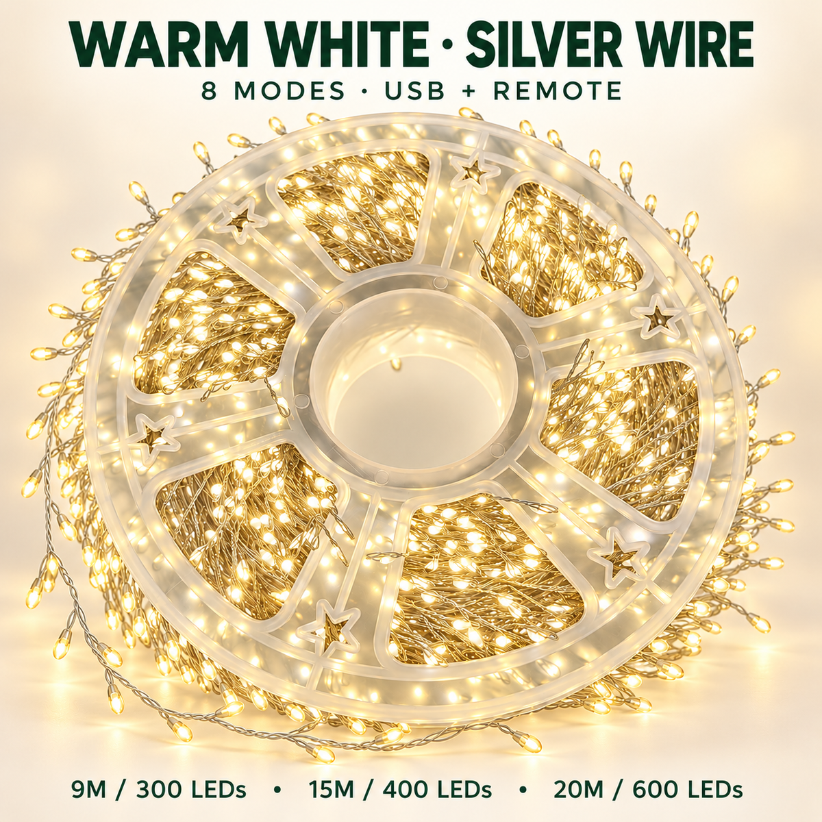 🔥 49% OFF TODAY🌟 300–600 LED Christmas Cluster Lights with 8 Lighting Modes