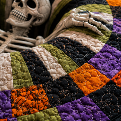 🔥Summer Halloween🎃3D Skeleton Vortex Quilted Round Halloween Rug