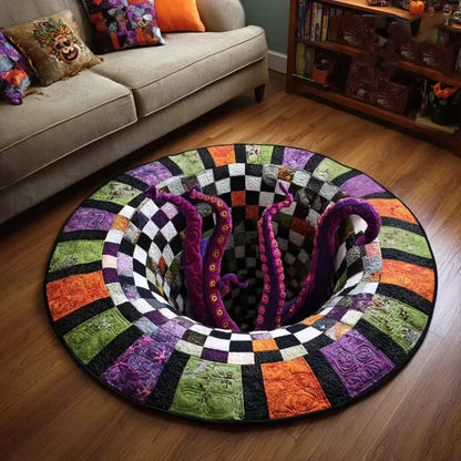 🔥 55% OFF TODAY 🎃3D Skeleton Vortex Quilted Round Halloween Rug
