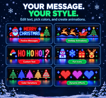 Christmas LED Pixel Window Display | App Controlled Animated Holiday Light for Car & Home Decor