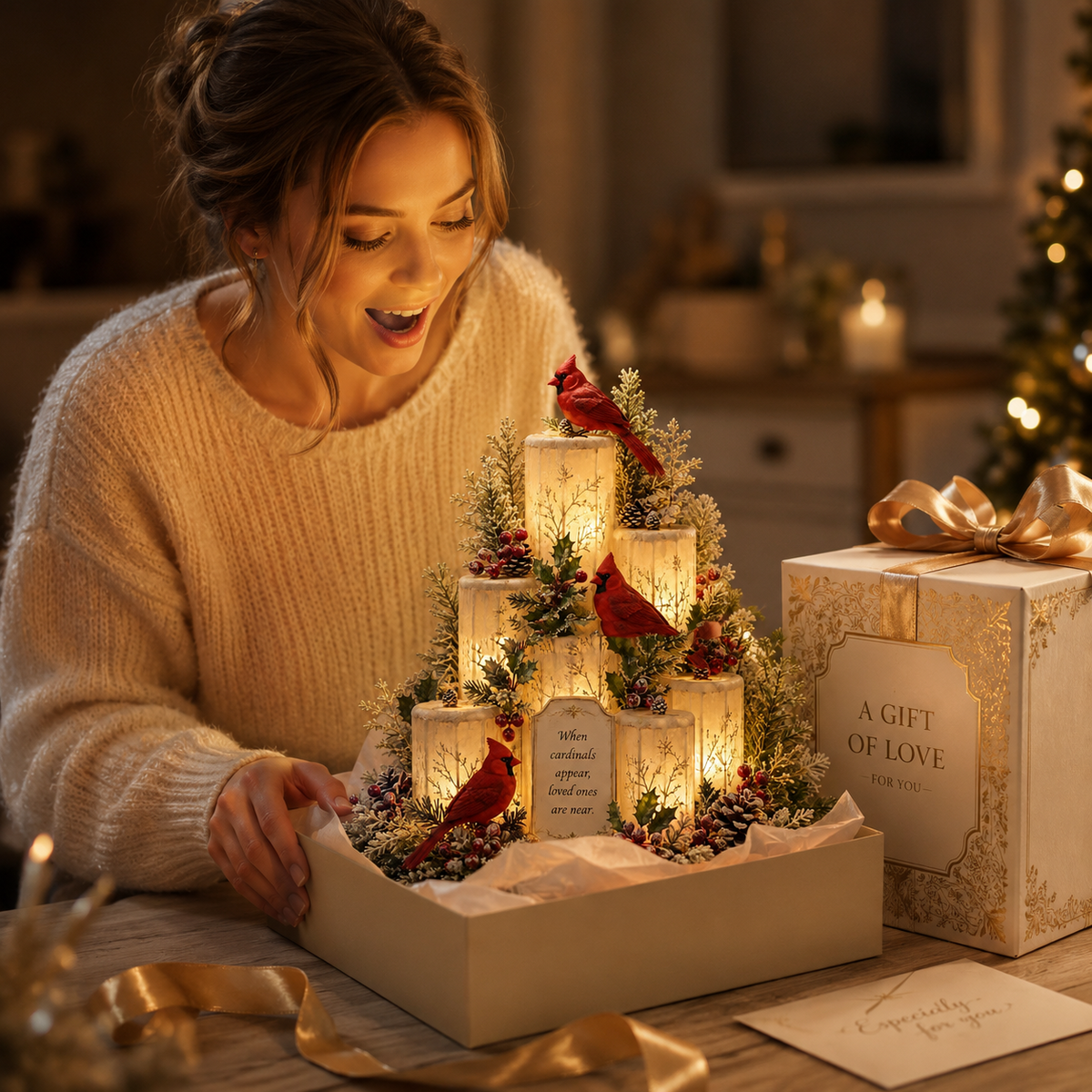 ❤️HOT SALE 55% OFF🕯️Cardinal Memorial LED Candle Centerpiece