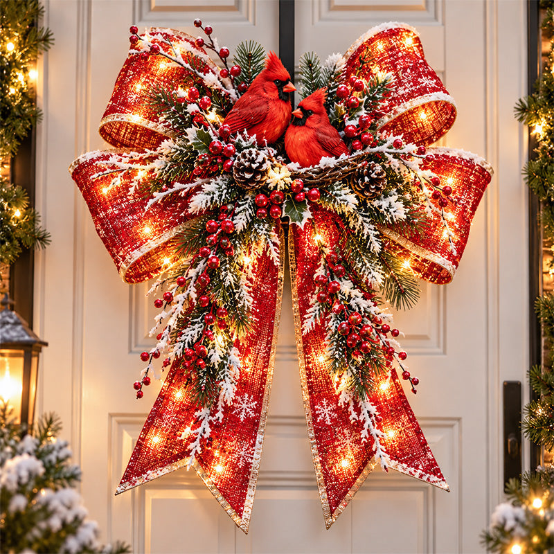 🔥LAST DAY 50%🎀🎄 Christmas Magic Bow Door Hangers – Oversized Light-Up Holiday Bows in 6 Festive Styles