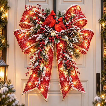 🔥LAST DAY 50%🎀🎄 Christmas Magic Bow Door Hangers – Oversized Light-Up Holiday Bows in 6 Festive Styles