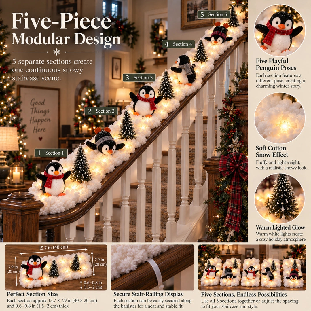 ❄️Christmas Penguin Staircase Decor for a Cozy Holiday Home