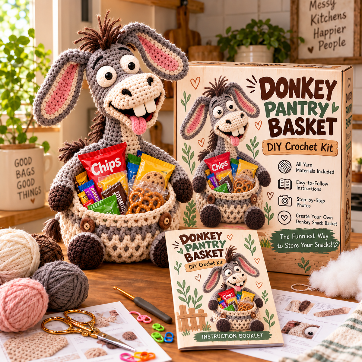 🔥Buy 3, Get 1 Free—Today Only 🔥🔥–😂 Snack Attack Squad™ – DIY Crochet Funny Animal Snack Basket Collection