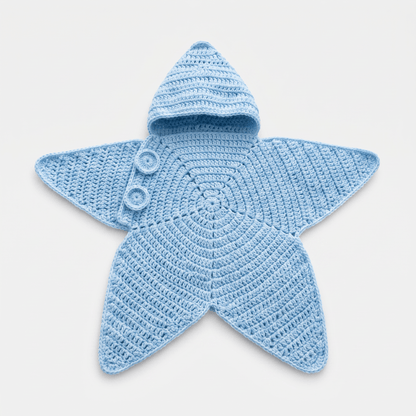 ⭐ Starfish Crochet Baby Outfit, Knitted Hooded Newborn Onesie, Breathable Cotton Blend Baby Photo Prop