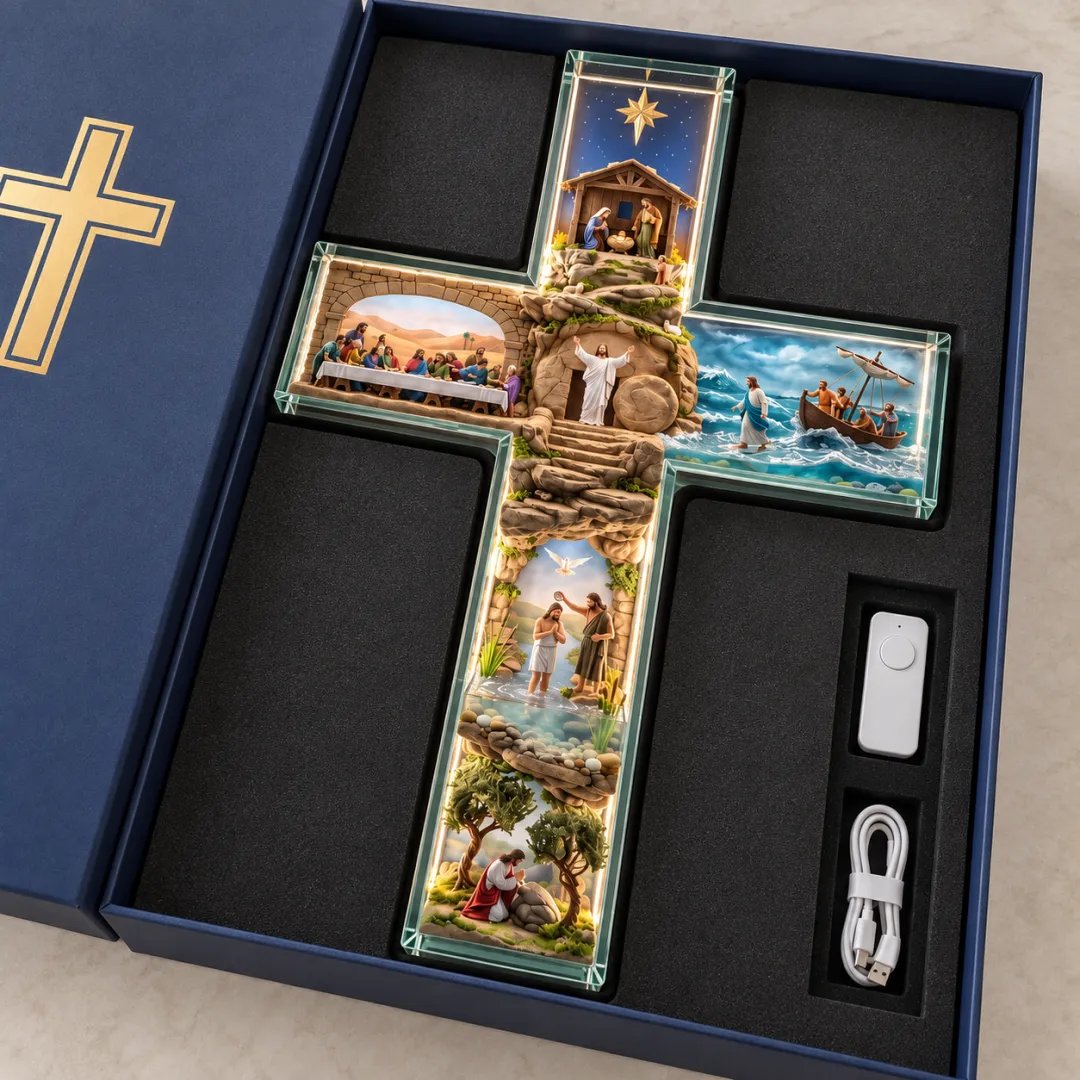 ✝️ The Life of Jesus | Lighted 6-Scene Biblical Story Cross