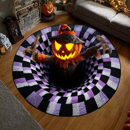 🔥 55% OFF TODAY 🎃3D Skeleton Vortex Quilted Round Halloween Rug