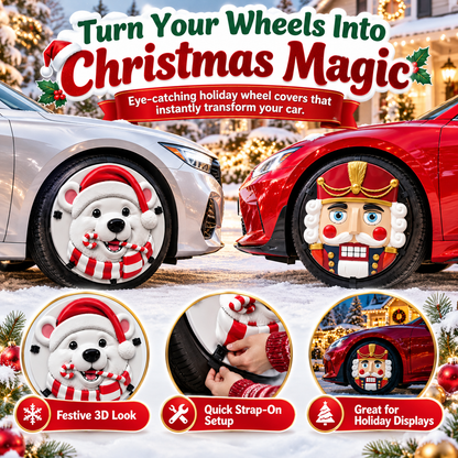 🎄Christmas 3D Wheel Covers – Festive Polar Bear & Nutcracker Car Decor