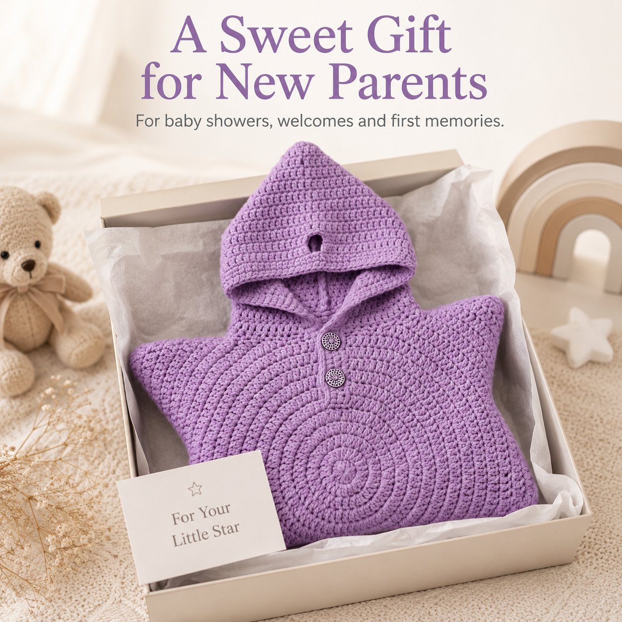 ⭐ Starfish Crochet Baby Outfit, Knitted Hooded Newborn Onesie, Breathable Cotton Blend Baby Photo Prop