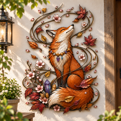 🦊🍂Enchanted Autumn Fox Metal Wall Decor