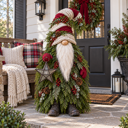 🎄 Evergreen Star Gnome™ Lighted Christmas Woodland Decor