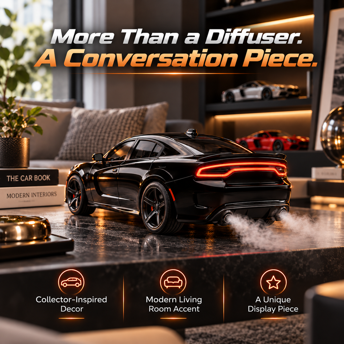 🔥 Racing Car Aroma Diffuser – Realistic Exhaust Mist Effect, Mini Sports Car Desk Decor & Unique Gift for Car Lovers