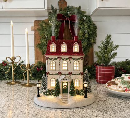 ✨🎄Christmas House Essential Oil Diffuser – 🏘️Glowing Holiday Decor with Chimney Mist🌿