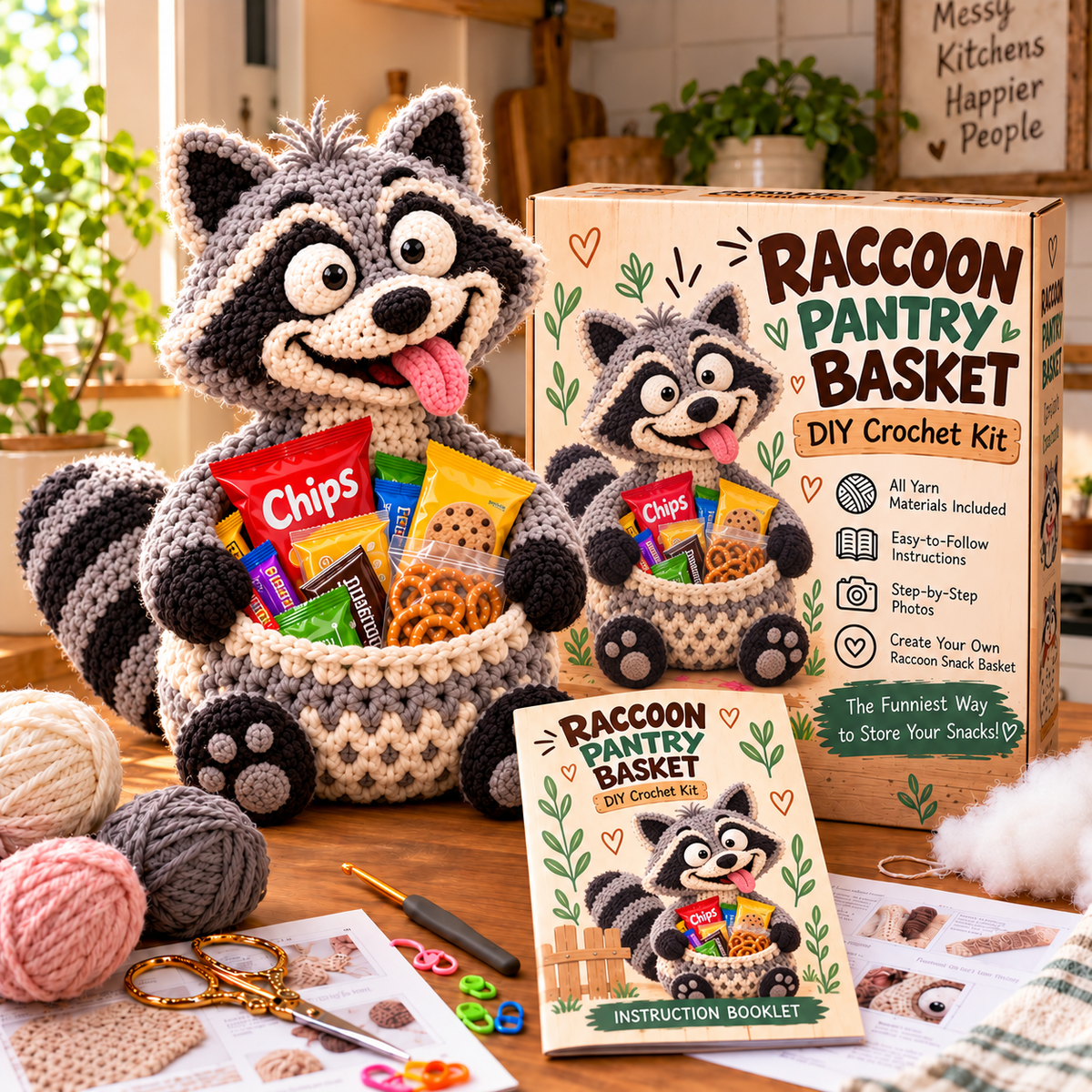 🔥Buy 3, Get 1 Free—Today Only 🔥🔥–😂 Snack Attack Squad™ – DIY Crochet Funny Animal Snack Basket Collection