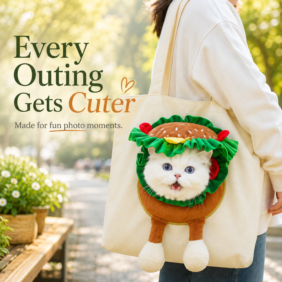 🐱 Cartoon Character Cat Carrier Tote – Face-Forward Shoulder Bag 📸
