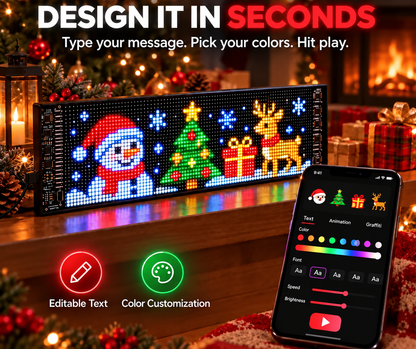 Christmas LED Pixel Window Display | App Controlled Animated Holiday Light for Car & Home Decor