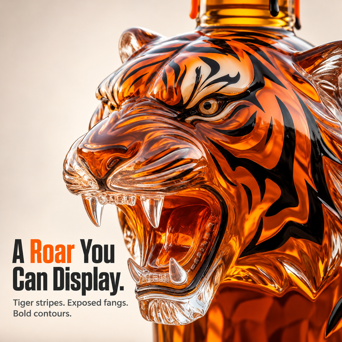 🐅 Fierce Tiger Head Collector Bottle – Orange & Black Football Fan Bar Decor 🏈