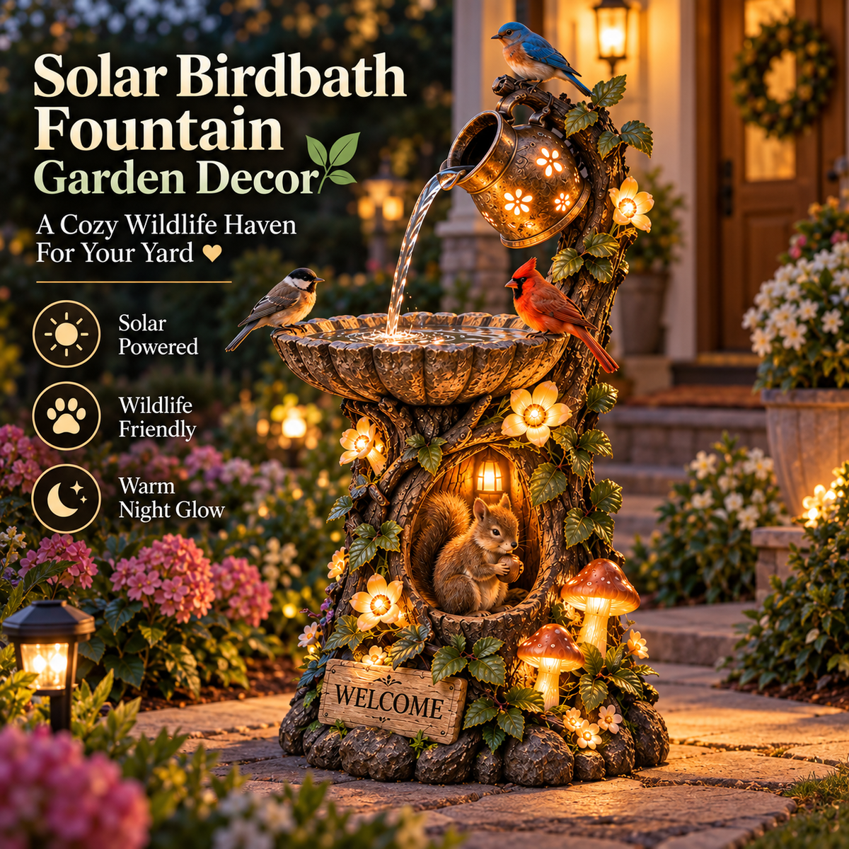 🐦 Solar Birdbath Fountain – Bring Your Garden to Life