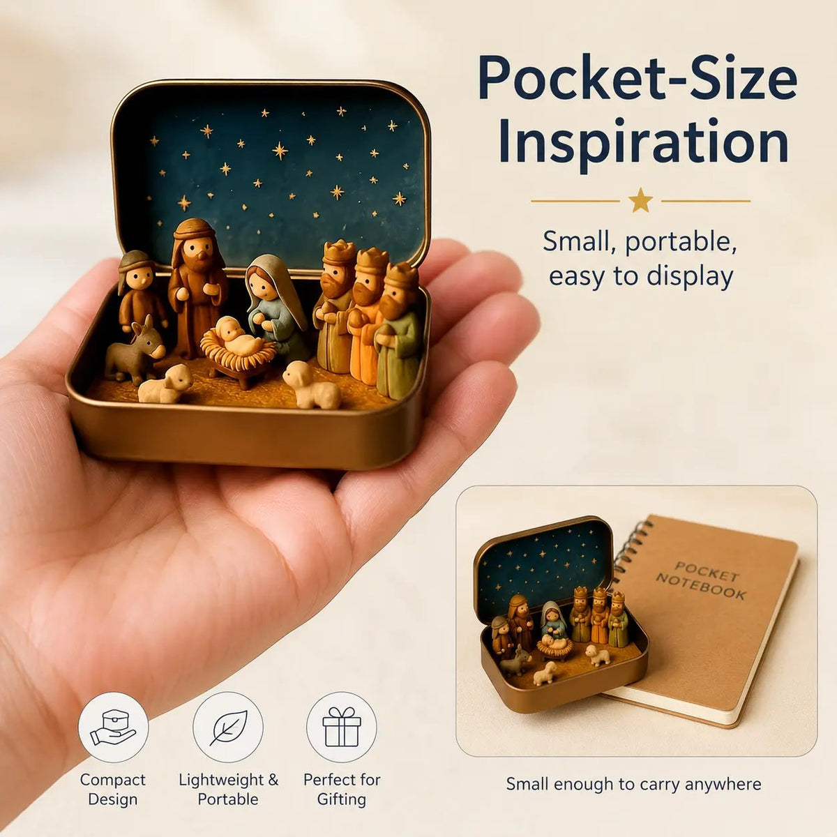 ✝️🌟Mini Nativity Scene Keepsake Tin — Pocket-Sized Christmas Holy Family Set