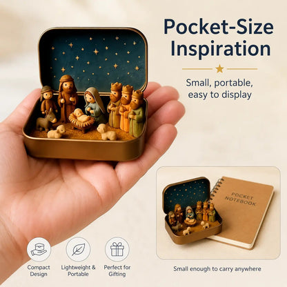 ✝️🌟Mini Nativity Scene Keepsake Tin — Pocket-Sized Christmas Holy Family Set