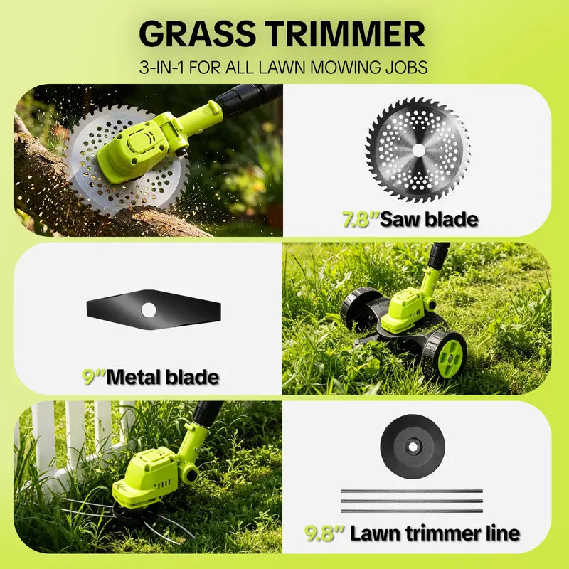 🌿70% OFF TODAY⚡3-in-1 Cordless Lawn Mower – Lightweight Grass Trimmer & Edger with 2×21V Batteries🔋