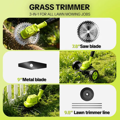 🌿70% OFF TODAY⚡3-in-1 Cordless Lawn Mower – Lightweight Grass Trimmer & Edger with 2×21V Batteries🔋